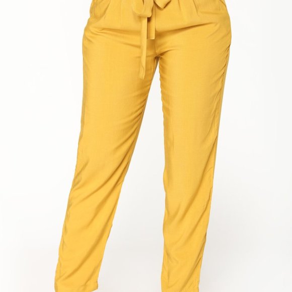 Mustard Paper Bag Waist Pants - Picture 3 of 3
